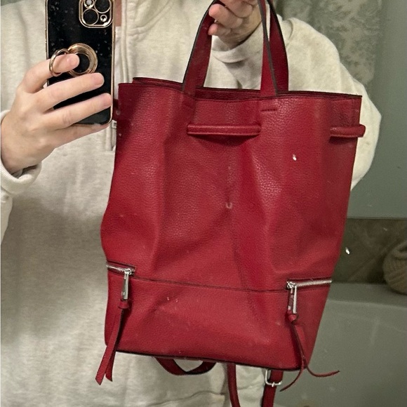 Zara drawstring hobo style backpack with top handles. All leather. - Picture 11 of 16